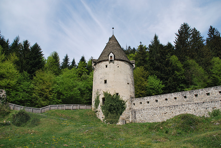 tower, slovenia, žička karturzija, fence, old, castle, europe