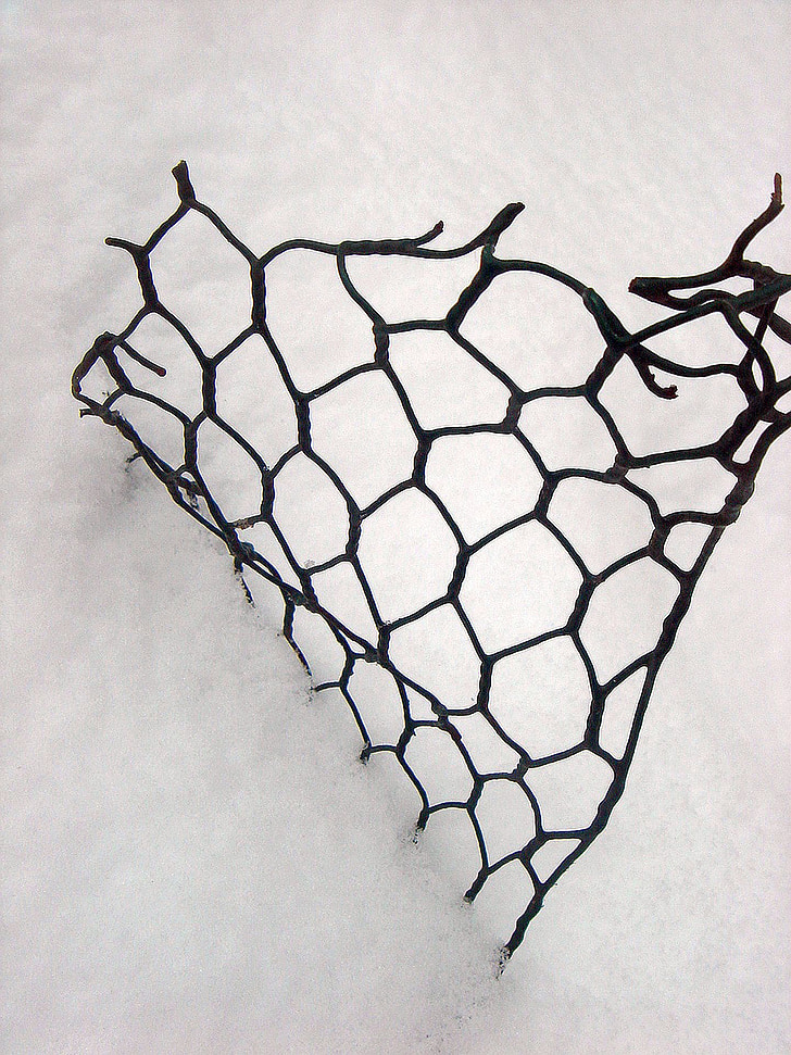 Wire, hvid, sort, sne, mesh