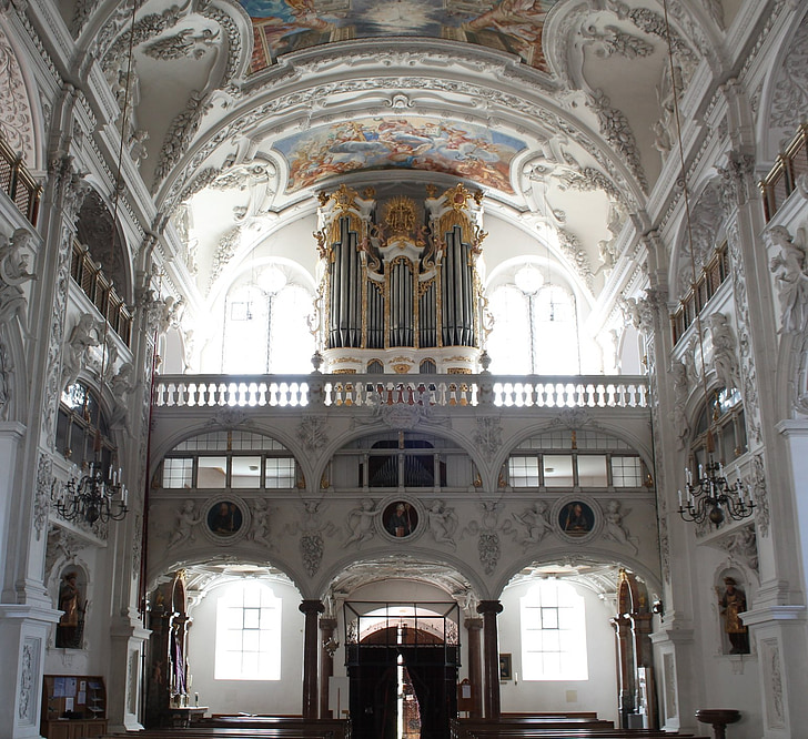 Benediktbeuern, St benedikt, samostan, cerkev, orgle, notranjost, katoliški