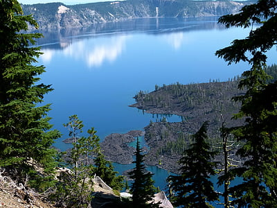 Кратерное озеро, Орегон, США, пейзаж, Природа, Вулкан, эрозия