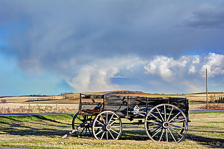 wagon, Alberta, antique, Rustic, l’ouest