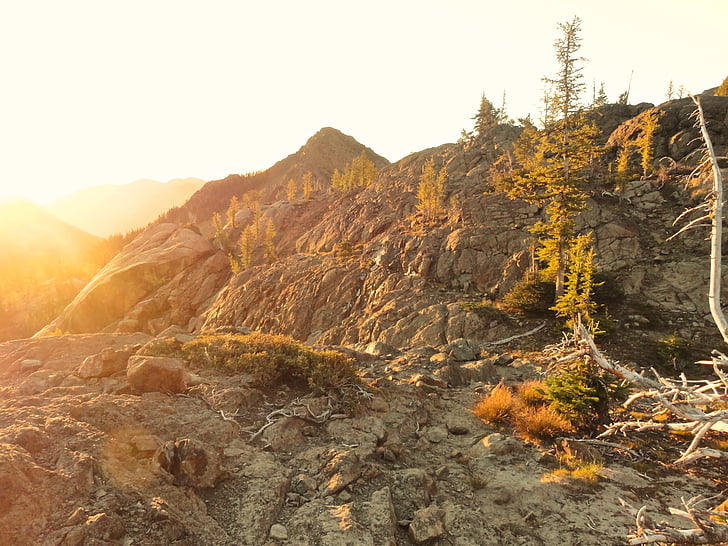 Ingalls pass, nascer do sol, Washington, épico, pedras, caminhadas, Alpina