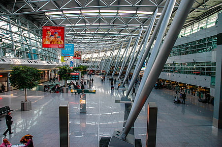 lufthavn düsseldorf, lufthavn, arkitektur, Station, rejse, folk, passager