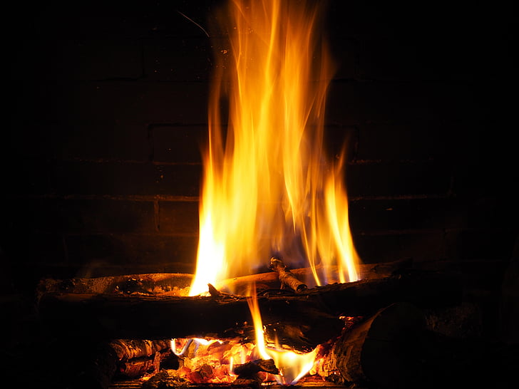 пепел, жар, огън, червен, красота, камина, дървен материал