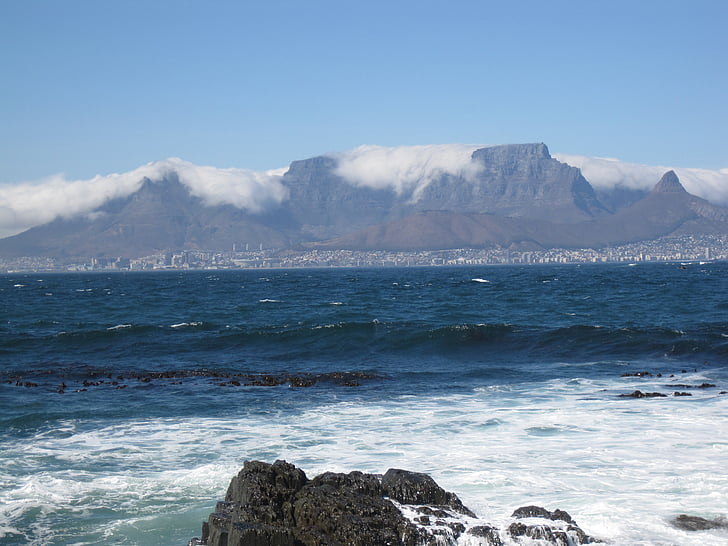 table mountain, south africa, cape town, sea, nature, beauty in nature, outdoors