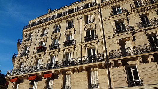 fasada budynku, systemu Windows, Paryż, Francja