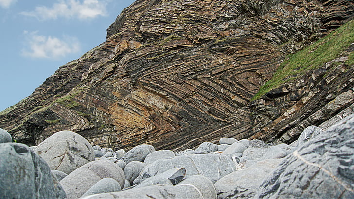 Strata, vikta, Rock, Vik, sedimentära, geologi, Cliff