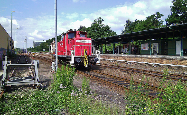 Estação Ferroviária, diesellock, Parecia, faixa, plataforma, estrada de ferro, tapume