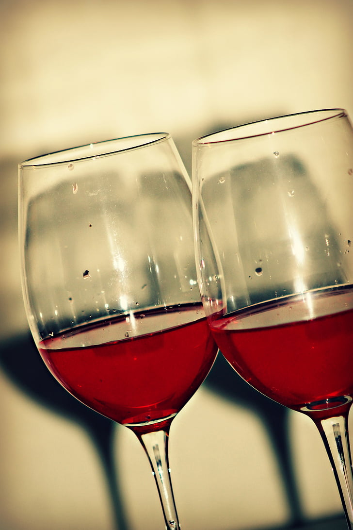 rød, glas, vin glas