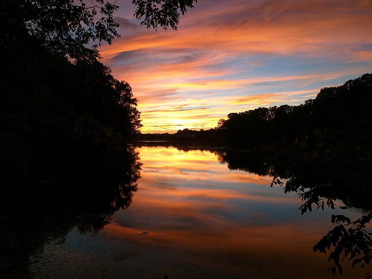 dawn, dusk, landscape, nature, outdoors, reflection, silhouette