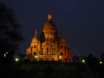 éjszaka, a katedrális, építészet, templom, Franciaország, szakrális, emlékmű