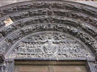 Bazilika st denis, tympanum, voussoirs, Gothic, Paríž, stredoveké, Abbey