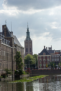 v Haagu, budovy, město, Nizozemsko