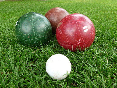 summer, green, grass, bocci balls, lawn