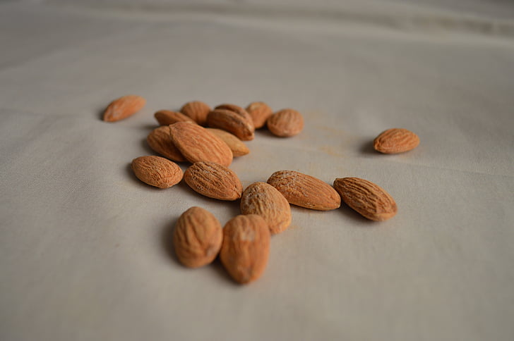almonds, nuts, food, healthy, ingredient, snack, brown