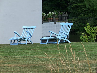 krzesło, leżak, ogród, wakacje, siedzieć, aktywny wypoczynek, relaks