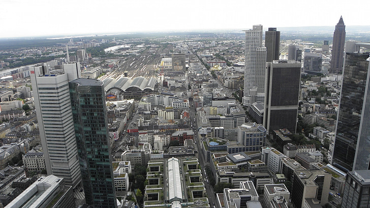 Frankfurt nad Mohanem, Německo, Architektura, Panorama, město, Panoráma města, věž