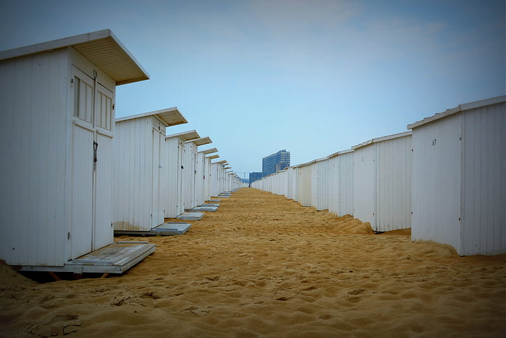 cabines de plage, Oostende, plage, sable