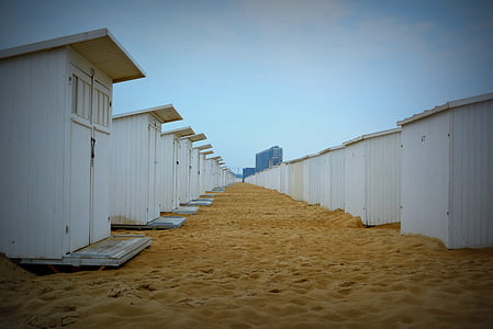 pláž kabiny, Oostende, pláž, písek