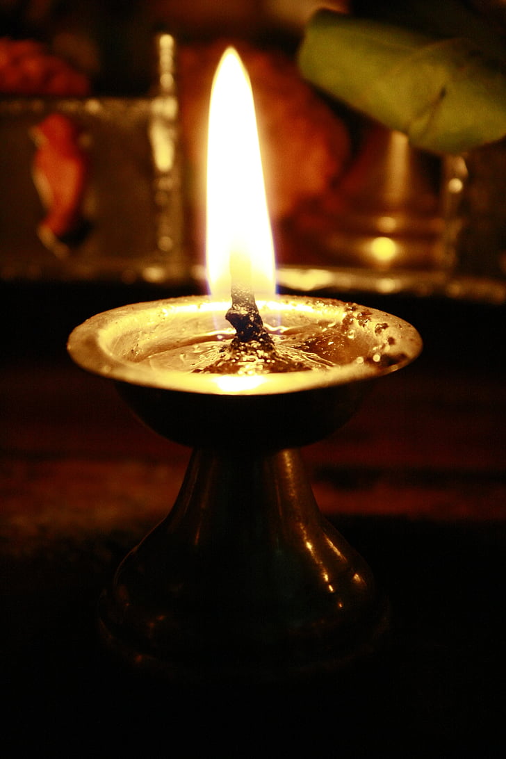 Olejová lampa, světlo, náboženské, tradice, Indie, náboženství, kultura