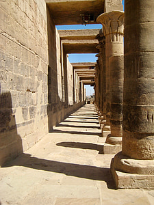 Egipt, dzień, Słońce, starożytne, ruiny, Architektura, kolumny architektoniczne