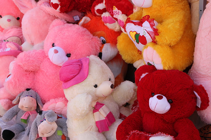 หมี, ตุ๊กตา, กระต่าย, ยัด, ตุ๊กตา, ของเล่น, วาเลนไทน์