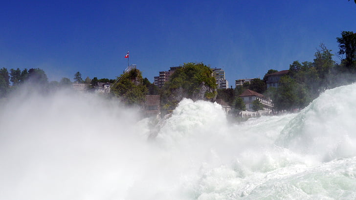 Reinin, Rhine falls, River, Sveitsi aallot, vaahtoamista, valkoinen vesi