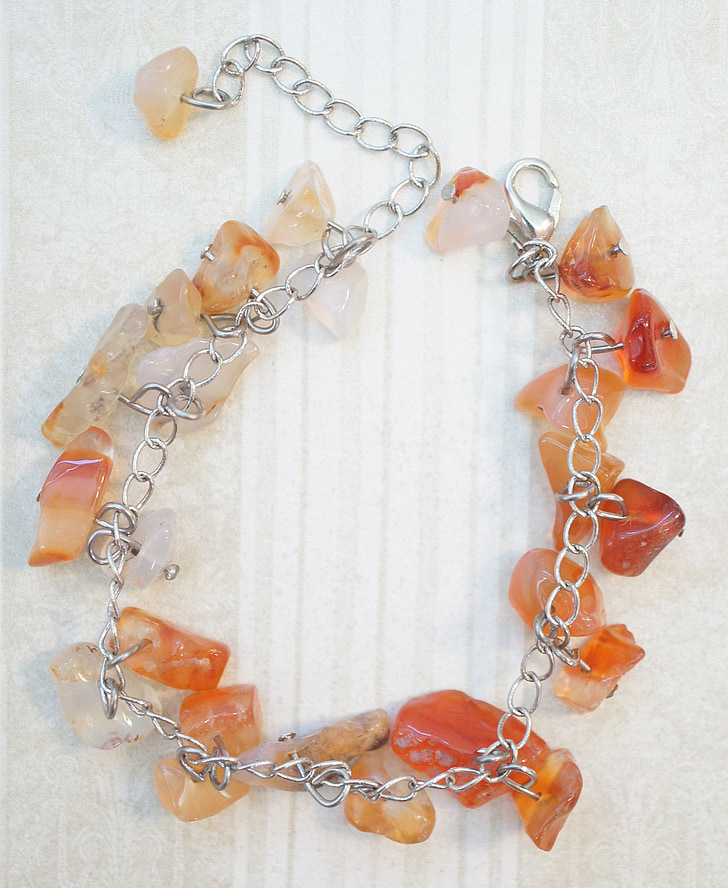 carnelian, orange, bracelet, anklet, chain, beaded, beads