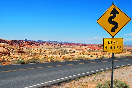 road sign, road trip, desert landscape, journey, landscape, scenery, safety