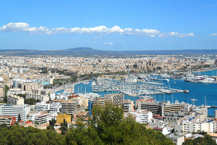 město, Palma, Mallorca, Španělsko, přístav, lodě, lodě