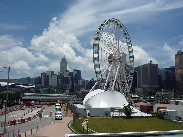 litorale, Hong, Kong, rotella di Ferris, esterno di un edificio, città, architettura