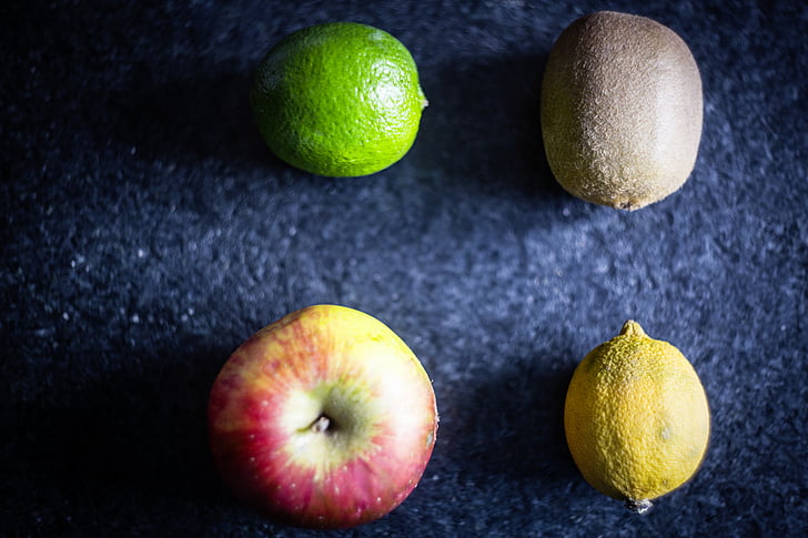 obuolių, išdėstyti, užtamsinti, citrusinių vaisių, detalus vaizdas, spalvinga, skanus