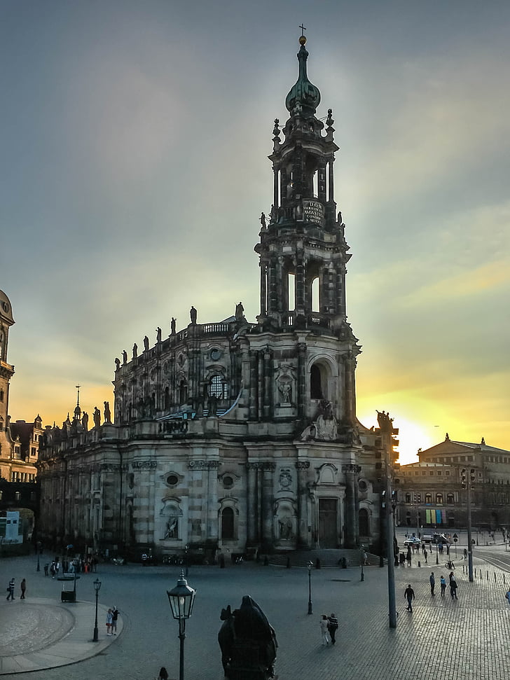 Dresden, Hofkirche, Sachsen, gamle bydel, kirke, katolske, Elbufer