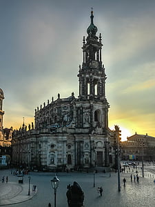 Dresden, Hofkirche, Sachsen, gamla stan, kyrkan, katolska, Elbufer