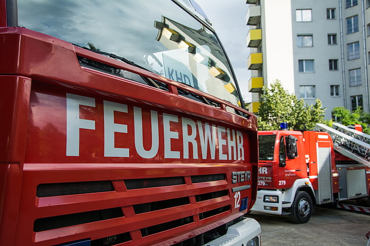 fuego, vehículo, camión de bomberos, Automático, rojo, protección civil