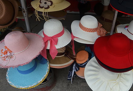 kepurės, moterų galvos nešioti, galvos apdangalai, mados, apranga, vasaros, mėlyna
