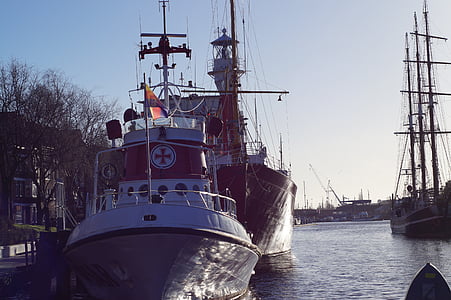 mentőcsónak, vészjelző, hajó, Port, Emden, Északi-tenger, tengeri hajó