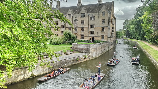 Storbritannien, Cambridge, Universitet, floden, nautiske fartøj, dag, vand