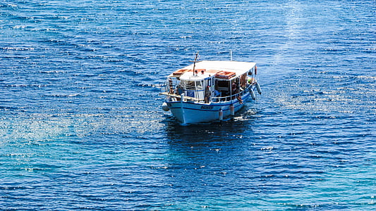 båt, havet, blå, kryssning, sommar, semester, turism