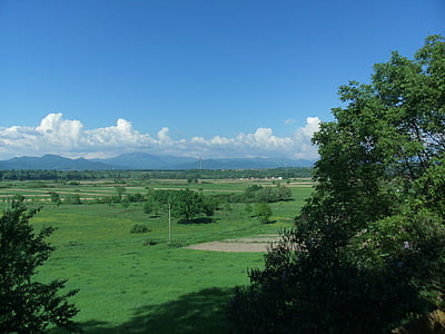 landskap, Vista, grön, bergen, bort från, Rumänien, Horisont