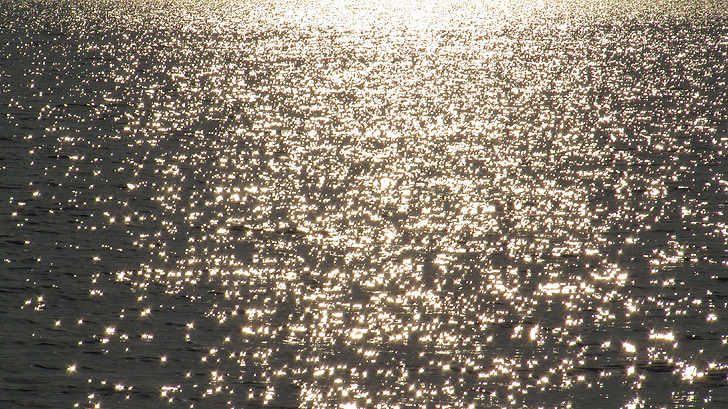 Ocean, reflexie, vody, západ slnka