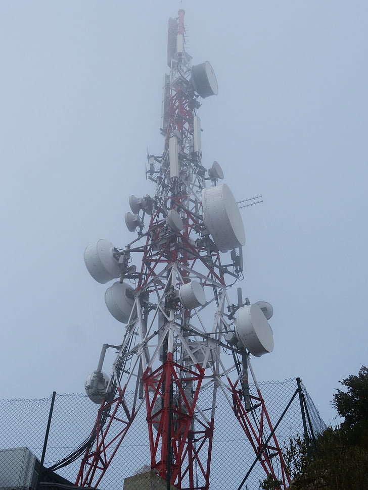 átjátszó, antenna, köd, Top, mobil, kommunikáció