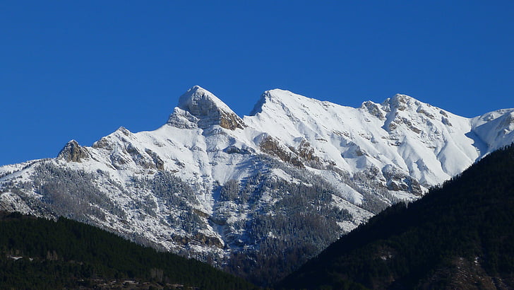 maastik, mägi, Alpid, talvel, lumi