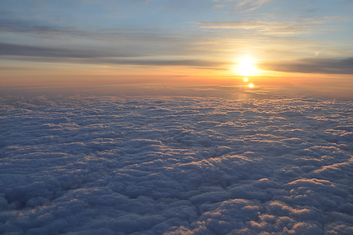 sunrise, morning, scenic, sky, clouds, flight, view