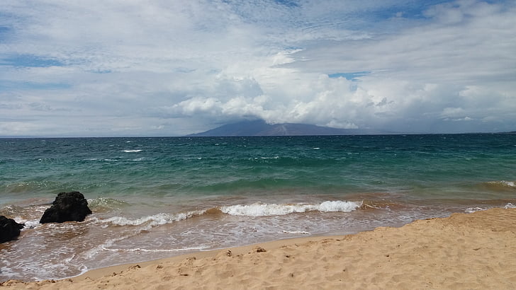 아름 다운 해변, 하와이, 스카이, 바다, 비치, 물 위에 수평선, 자연