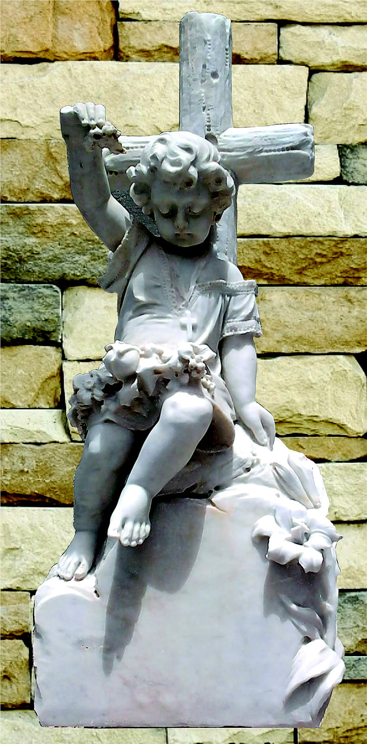 statuja, eņģelis, bērnu
