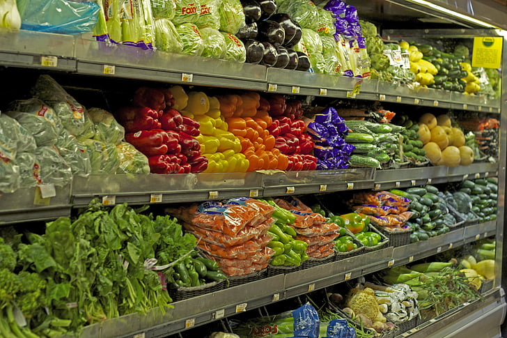dārzeņi, lielveikalu, pārtika, tirgus, svaigu, iepirkšanās, veselīgi
