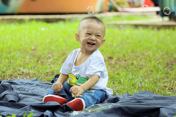 spelen, Park, Kid, ku shin, kind, het park, zeepbellen