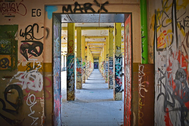 llocs perduts, fàbrica, pforphoto, graffiti, vell, deixar, planta industrial