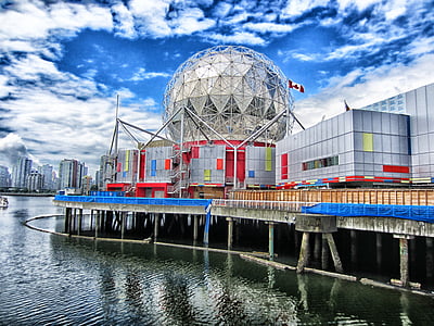 Vancouver, Kanāda, ēkas, siluets, Canada vietas pasaulē, debesis, mākoņi